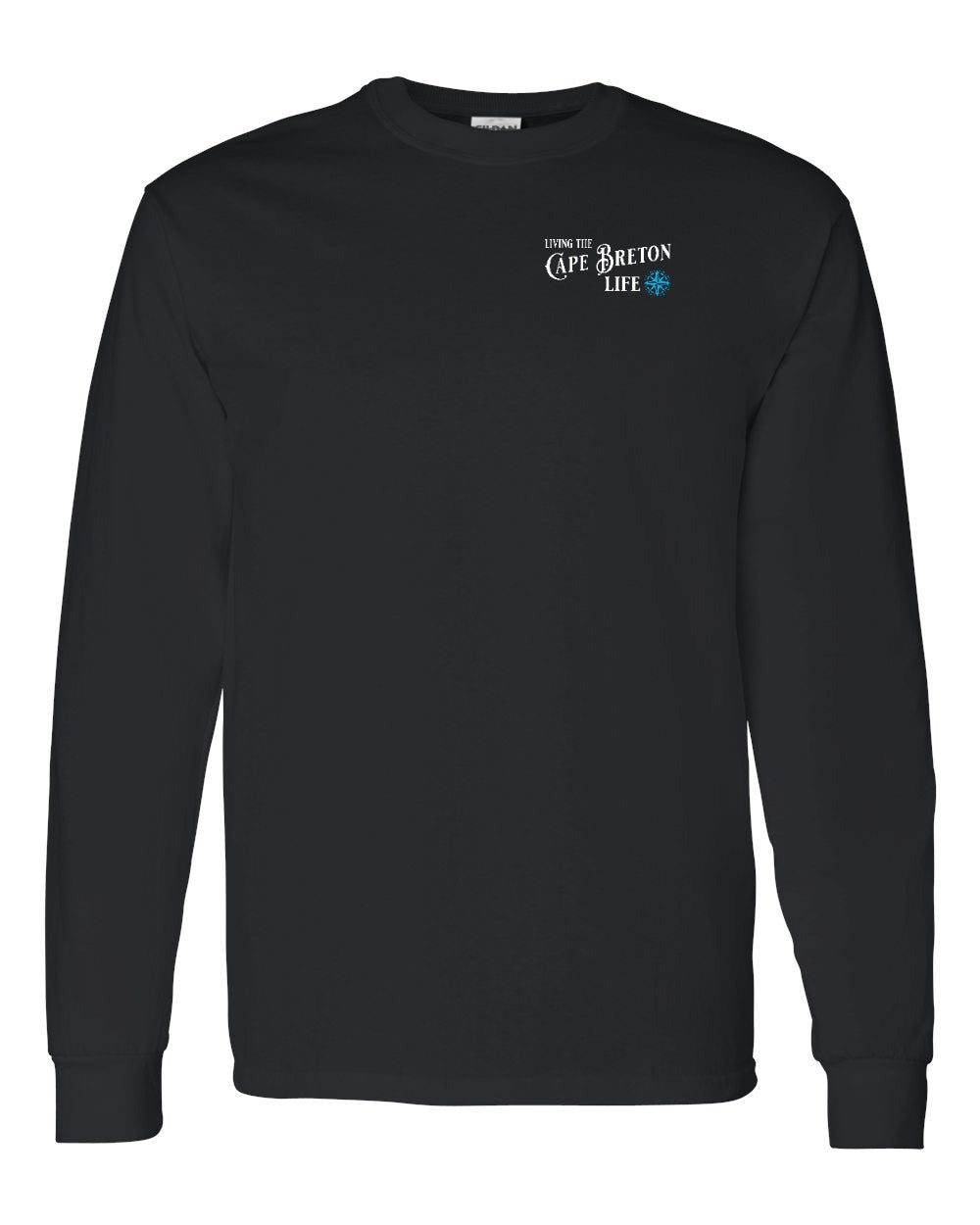 Living the Cape Breton Life blue Left Chest and Back Long Sleeve Tee