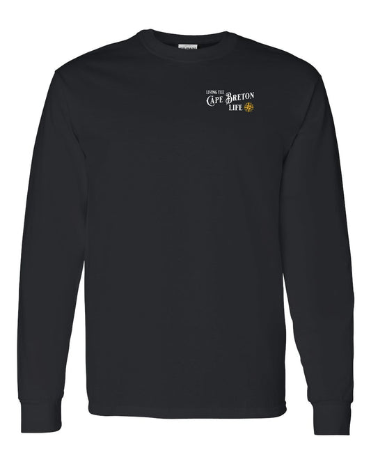 Living the Cape Breton Life yellow Left Chest and Back Long Sleeve Tee