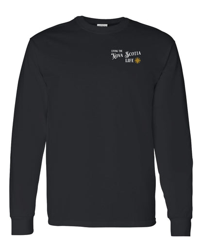 Living the Nova Scotia Life yellow Left Chest Long Sleeve Tee