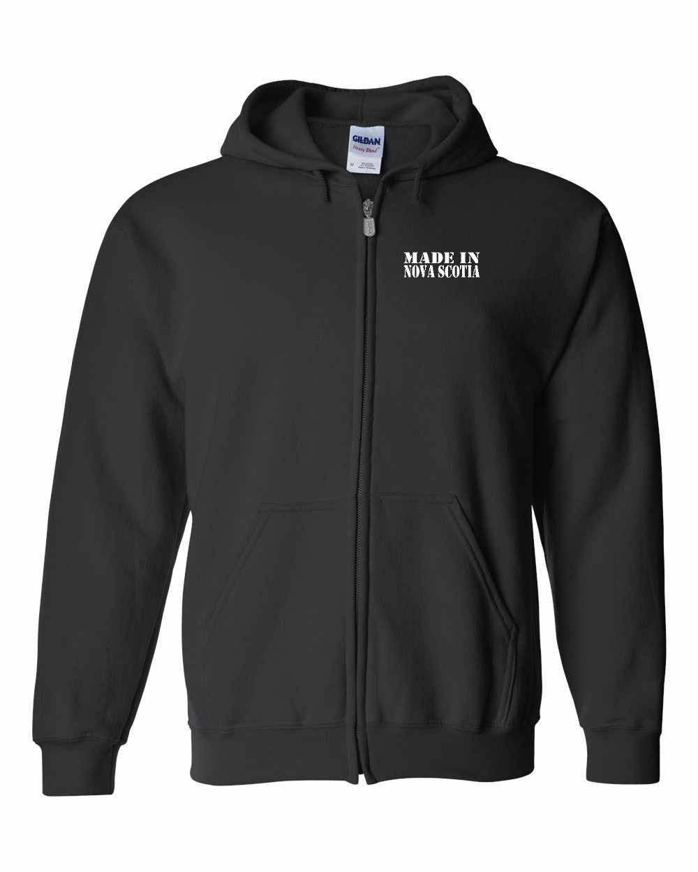 Made In Nova Scotia ( White Lettering) Left Chest zip-hoodie