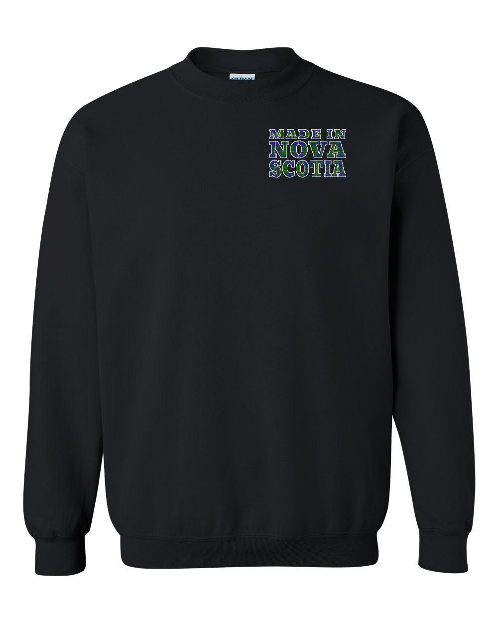 Made In Nova Scotia ( Tartan Lettering) Left Chest and Back crew-neck