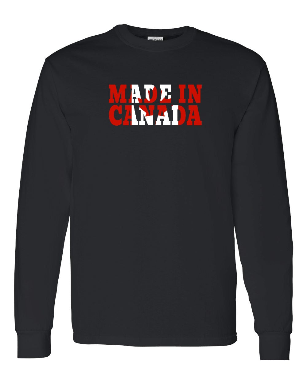 Made in Canada Flag Background Long Sleeve - Gildan Canada (sewn Internationally) - Unisex