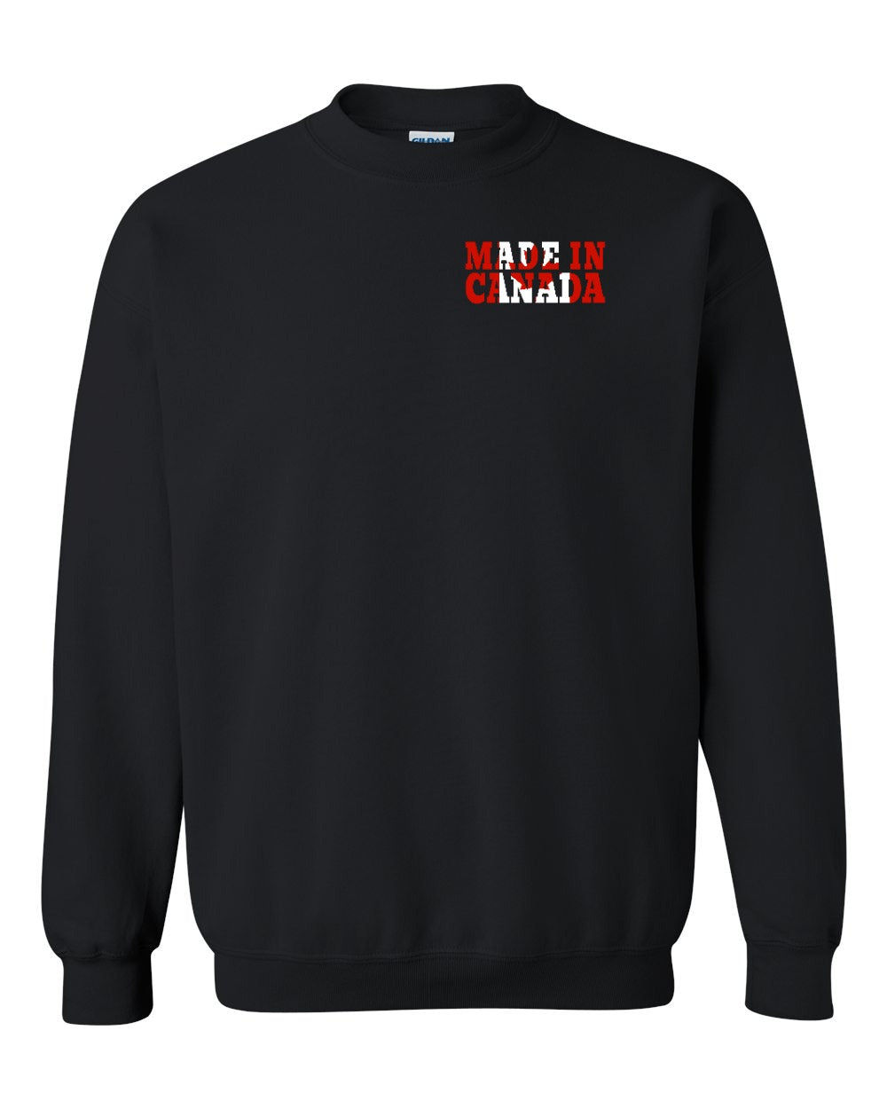 Made in Canada Flag Background Left Chest Crewneck