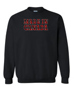 Made in Canada Plaid Background Crewneck Sweatshirt - Gildan Canada (sewn Internationally) - Unisex