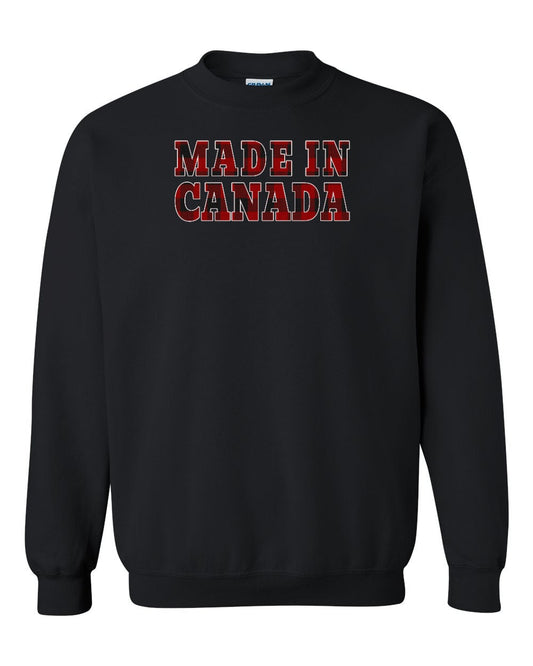 Made in Canada Plaid Background Full Crewneck