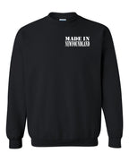 Made In NFLD ( White Lettering) Left Chest and Back Crewneck Sweatshirt - Unisex