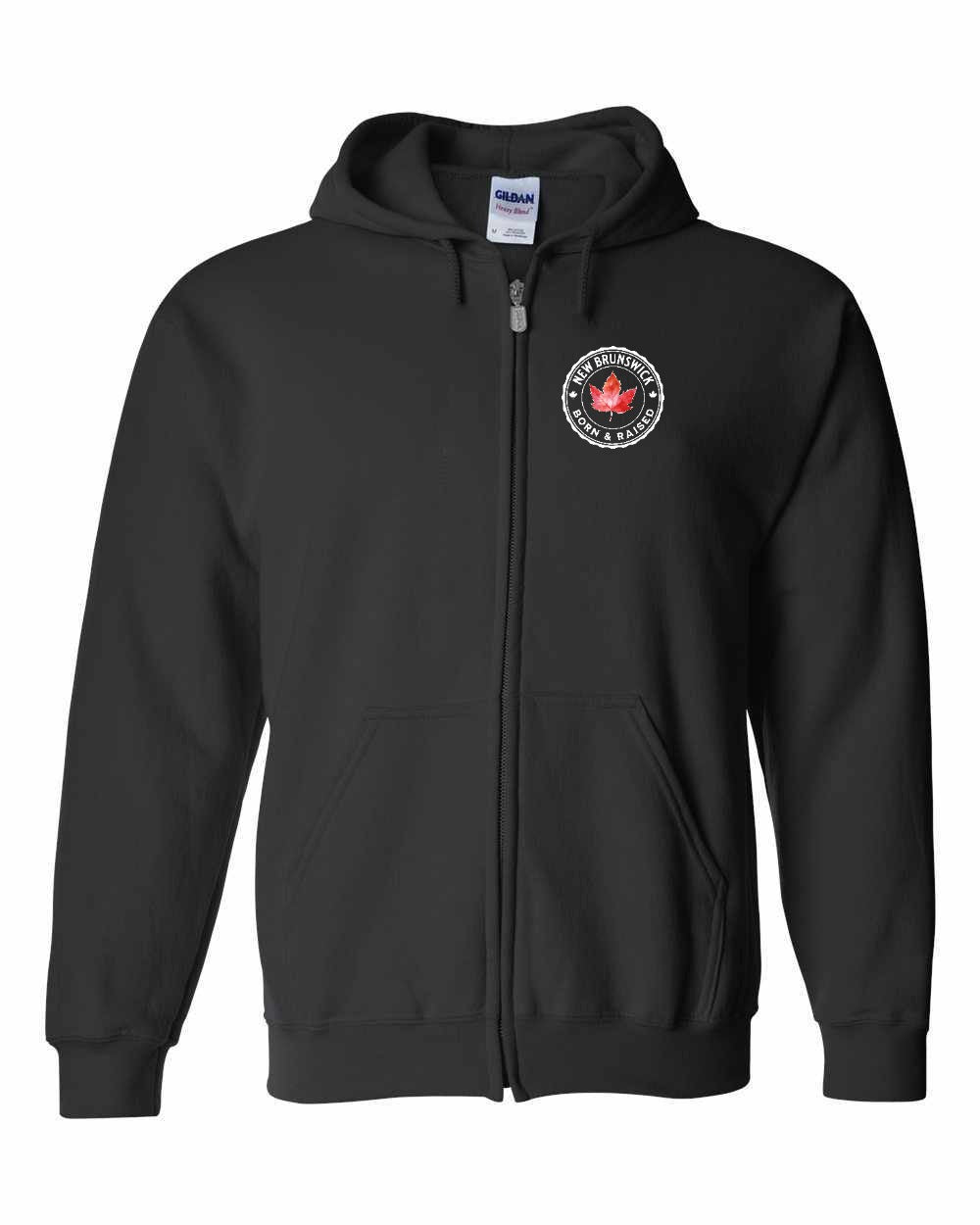 Born and Raised New Brunswick Left Chest and Back Zip Hoodie - Gildan Canada (sewn Internationally)