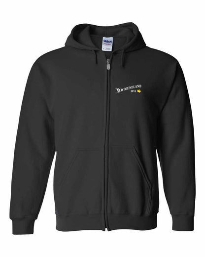Newfoundland Diva Left Chest and Back Zip Hoodie