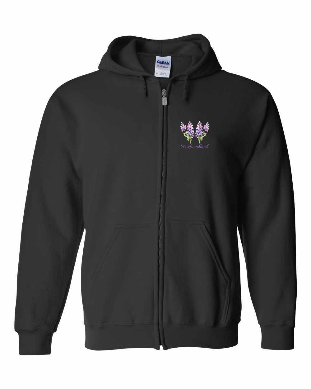 Newfoundland Lupins Left Chest Zip Hoodie