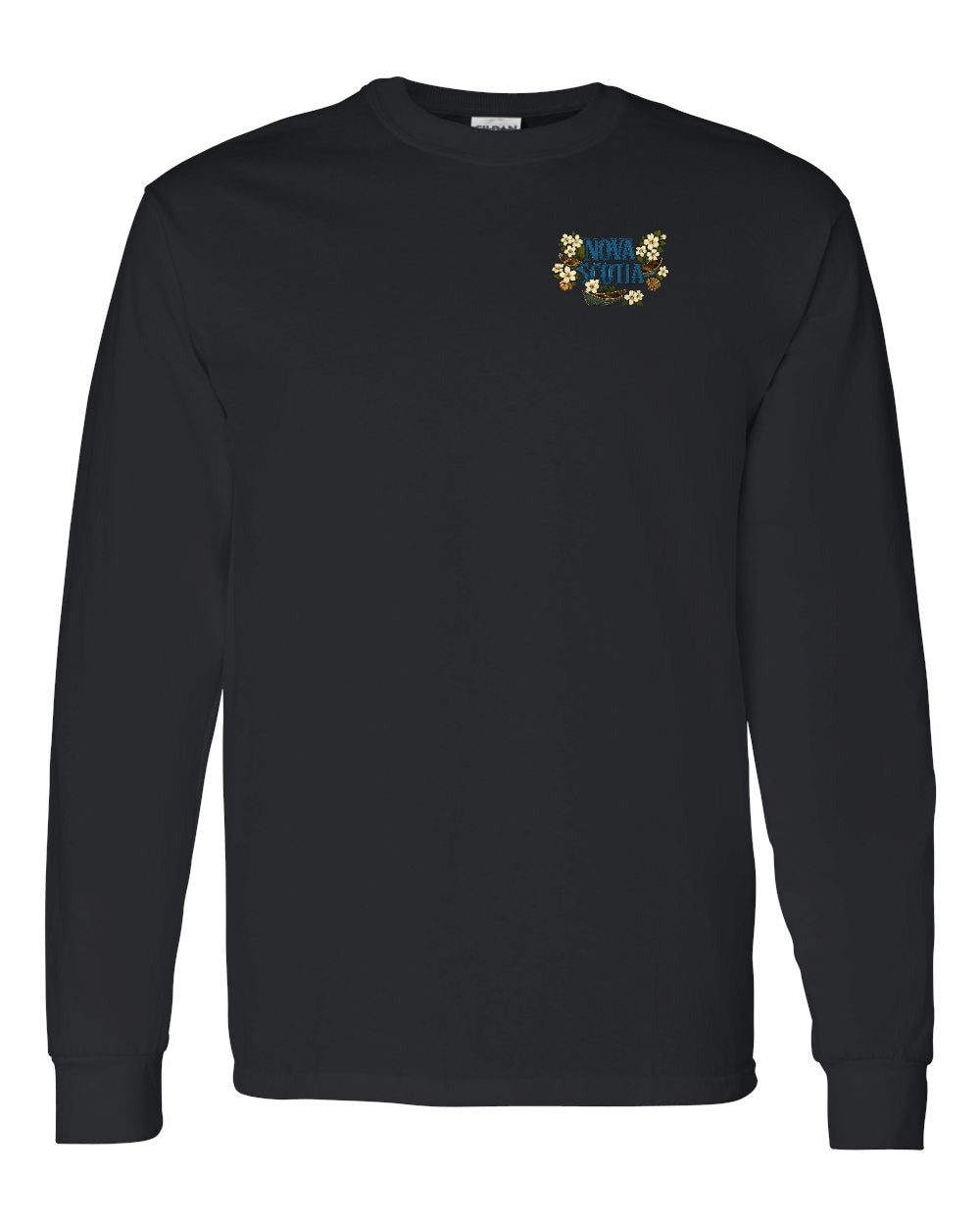 Nova Scotia Flowers Left Chest and Back Long Sleeve Tee