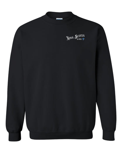 Nova Scotia Girl Tartan Heart Left Chest and Back crew-neck