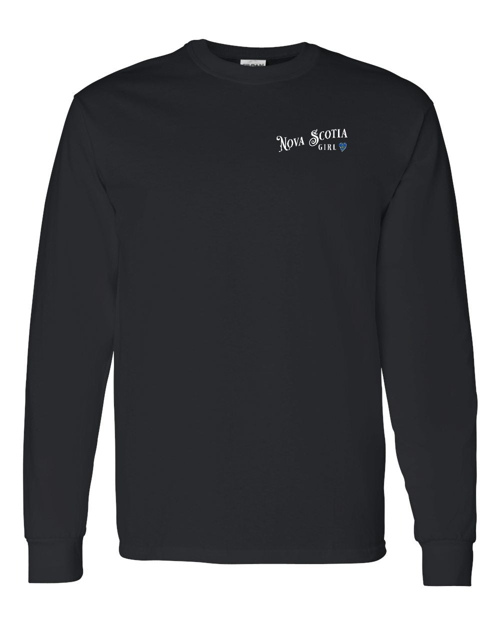 Nova Scotia Girl Tartan Heart Left Chest and Back Long Sleeve Tee
