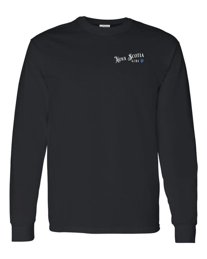 Nova Scotia Girl Tartan Heart Left Chest and Back Long Sleeve Tee