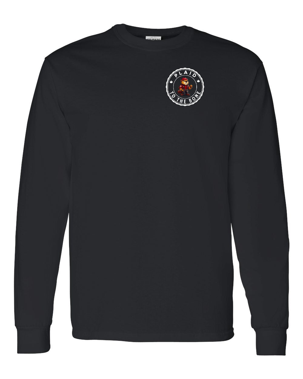Plaid to the Bone Beaver Left Chest Long Sleeve - Gildan Canada (sewn Internationally) - Unisex