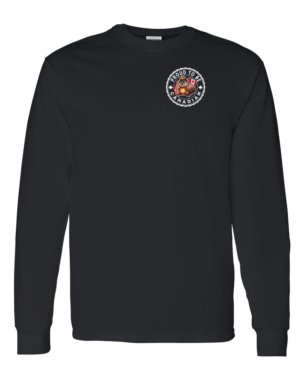 Proud to be Canadian Beaver Left Chest Long Sleeve - Gildan Canada (sewn Internationally) - Unisex