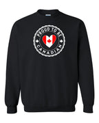 Proud to be Canadian Heart Flag Crewneck Sweatshirt - Gildan Canada (sewn Internationally) - Unisex