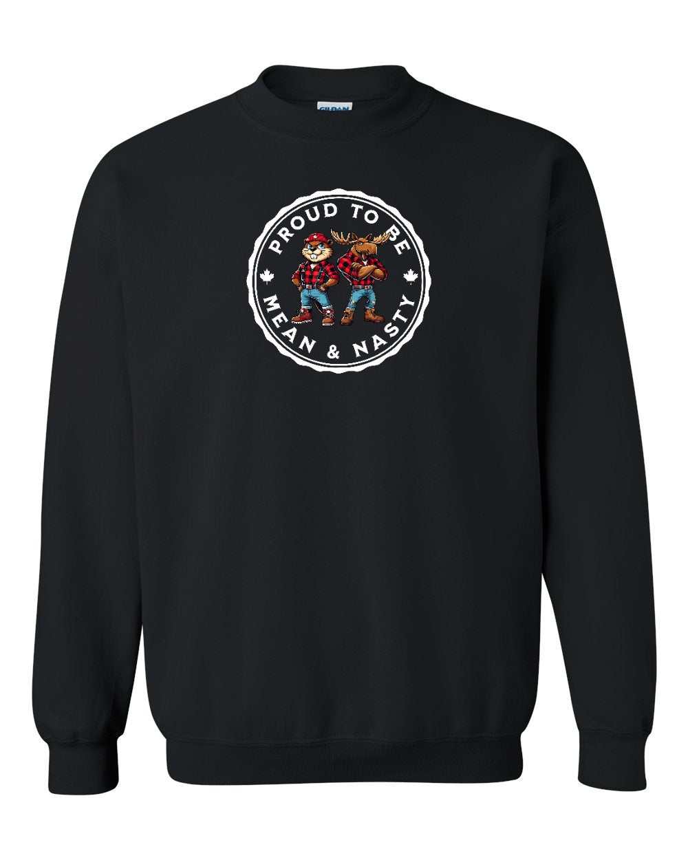 Proud Mean & Nasty Beaver and Moose Crewneck Sweatshirt - Gildan Canada (sewn Internationally) - Unisex