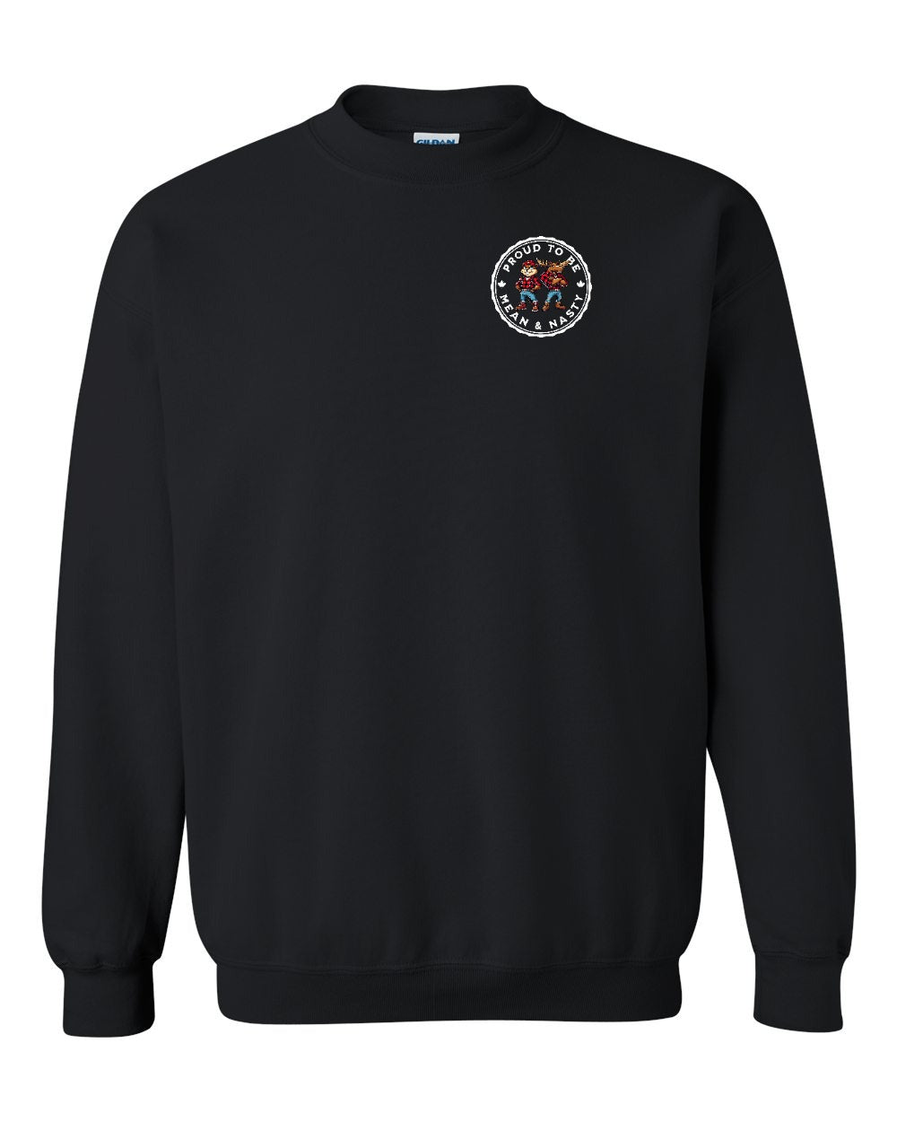 Proud Mean & Nasty Beaver and Moose Left Chest and Back Crewneck