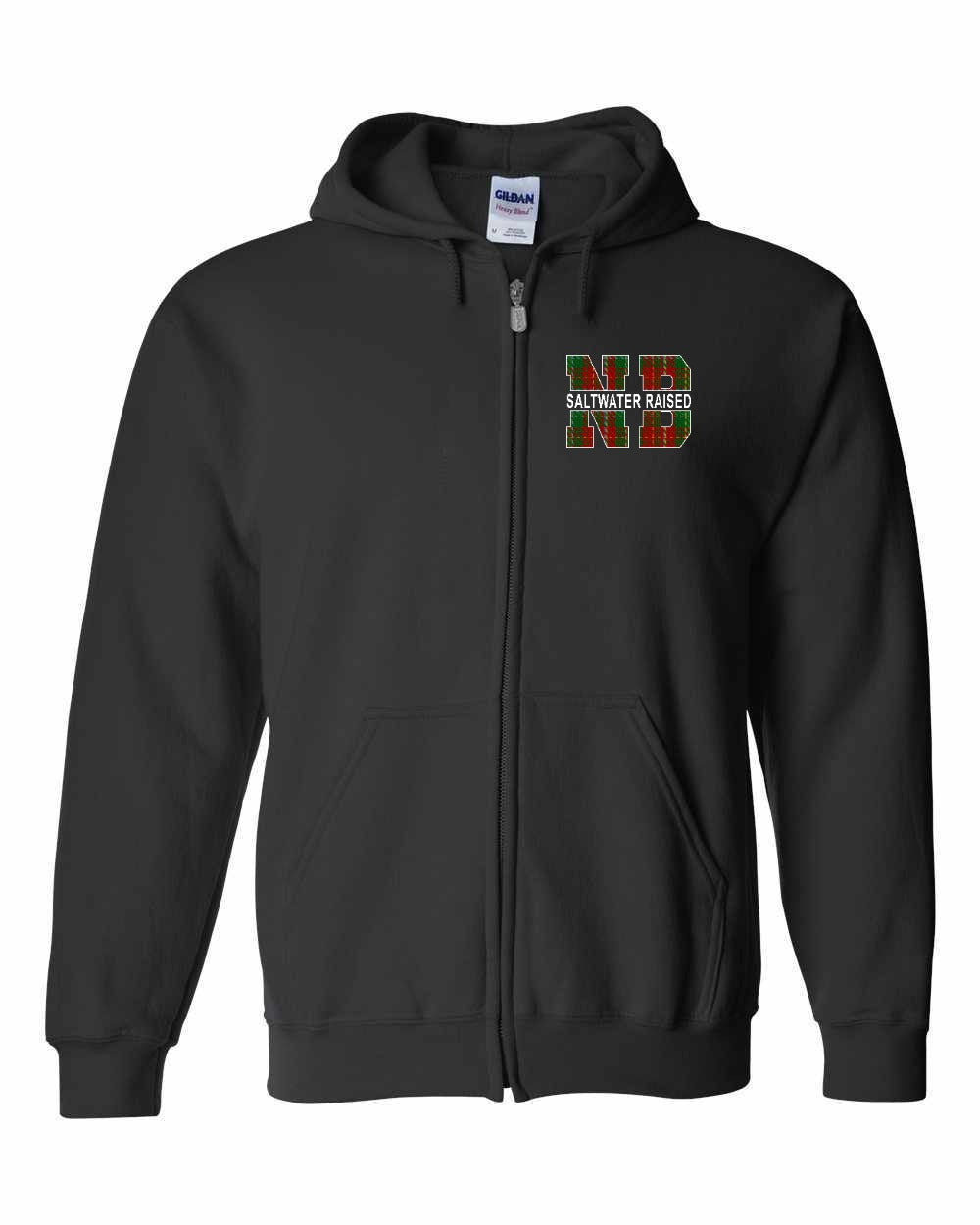 NB Saltwater Raised Left Chest and Back Zip Hoodie Printed NOT STITCHED