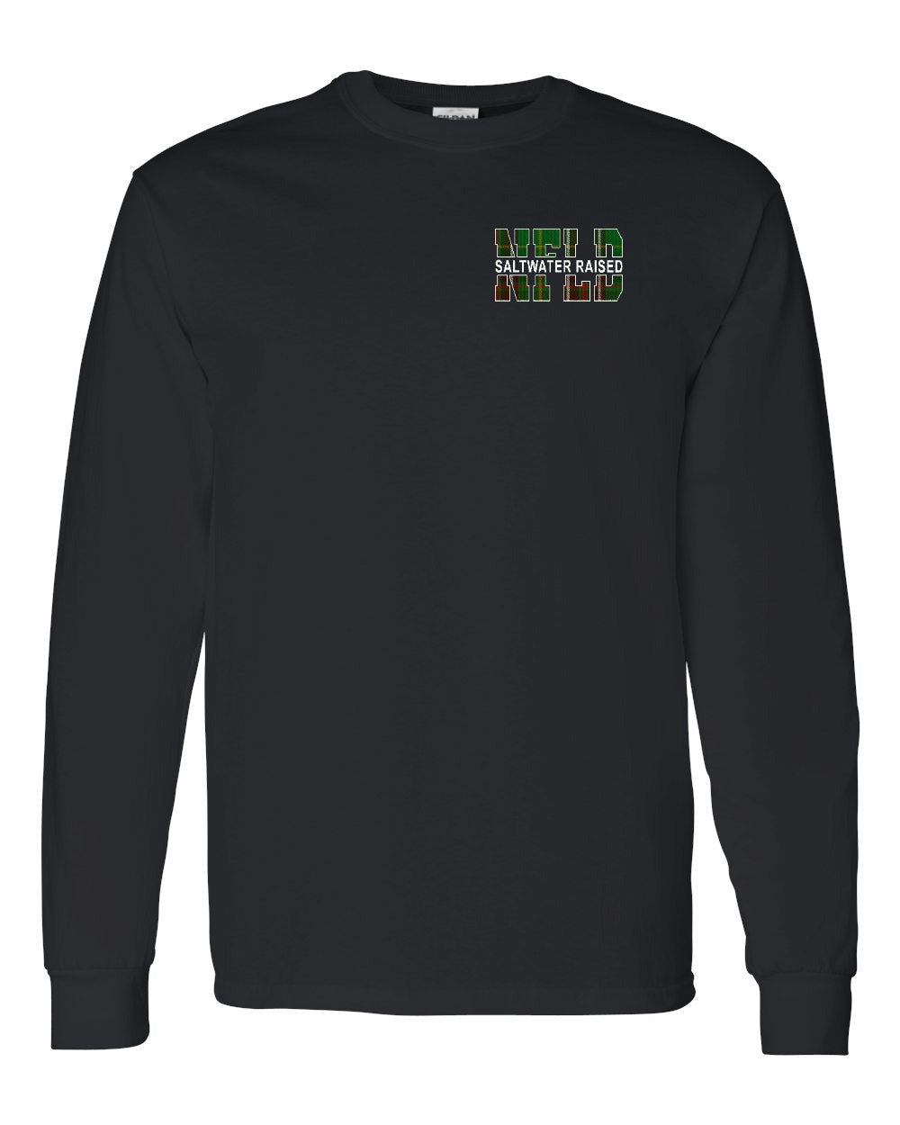 Newfoundland Saltwater Raised Left Chest Long Sleeve Tee Printed NOT STITCHED