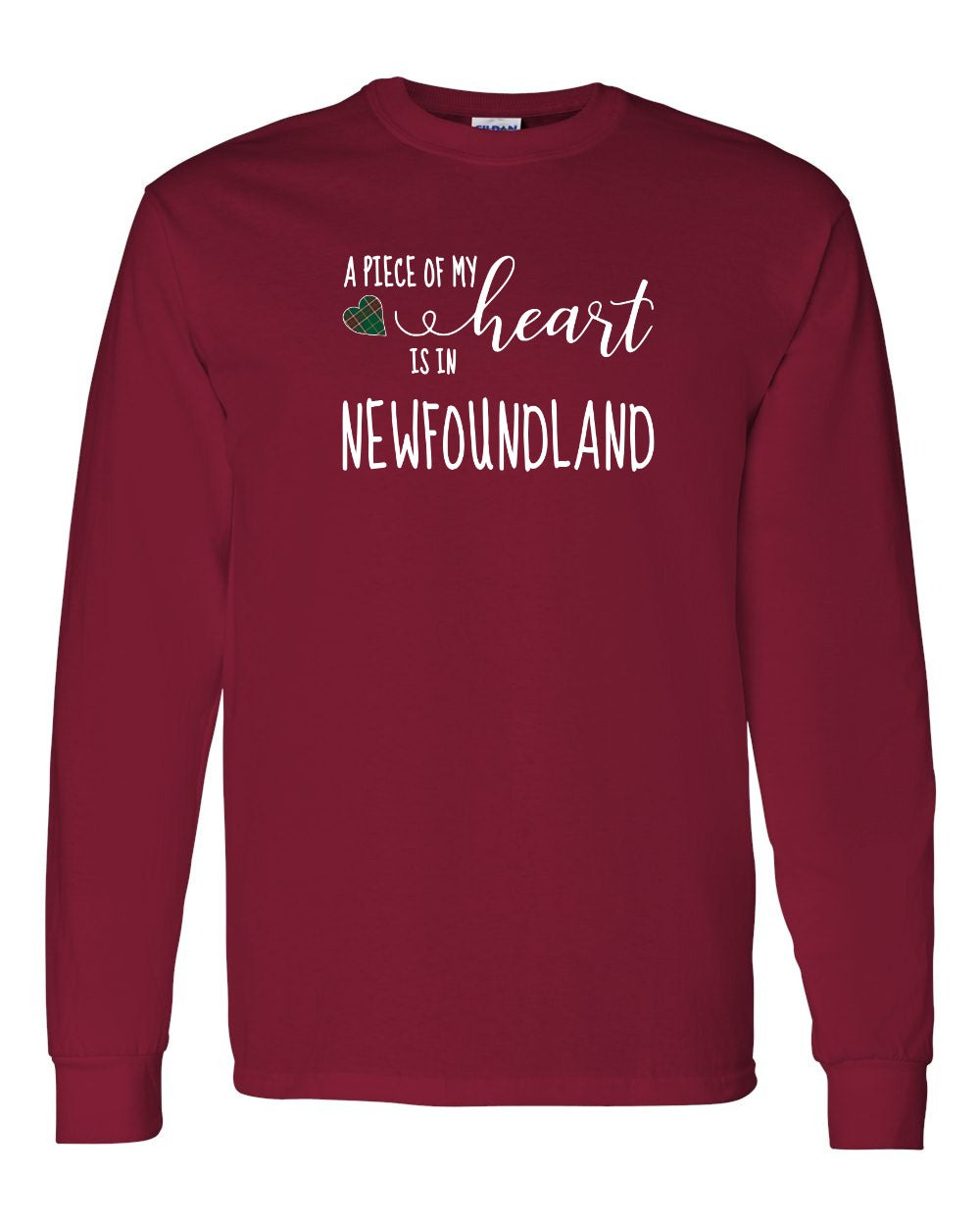 A piece of My heart in NFLD Tartan Heart Long Sleeve - Unisex