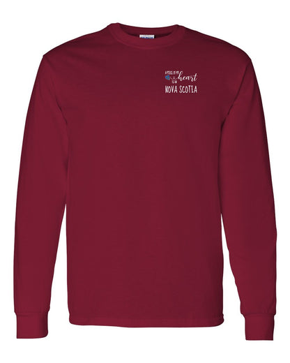A piece of My heart in Nova Scotia (Tartan Heart) Left Chest and Back Long Sleeve Tee