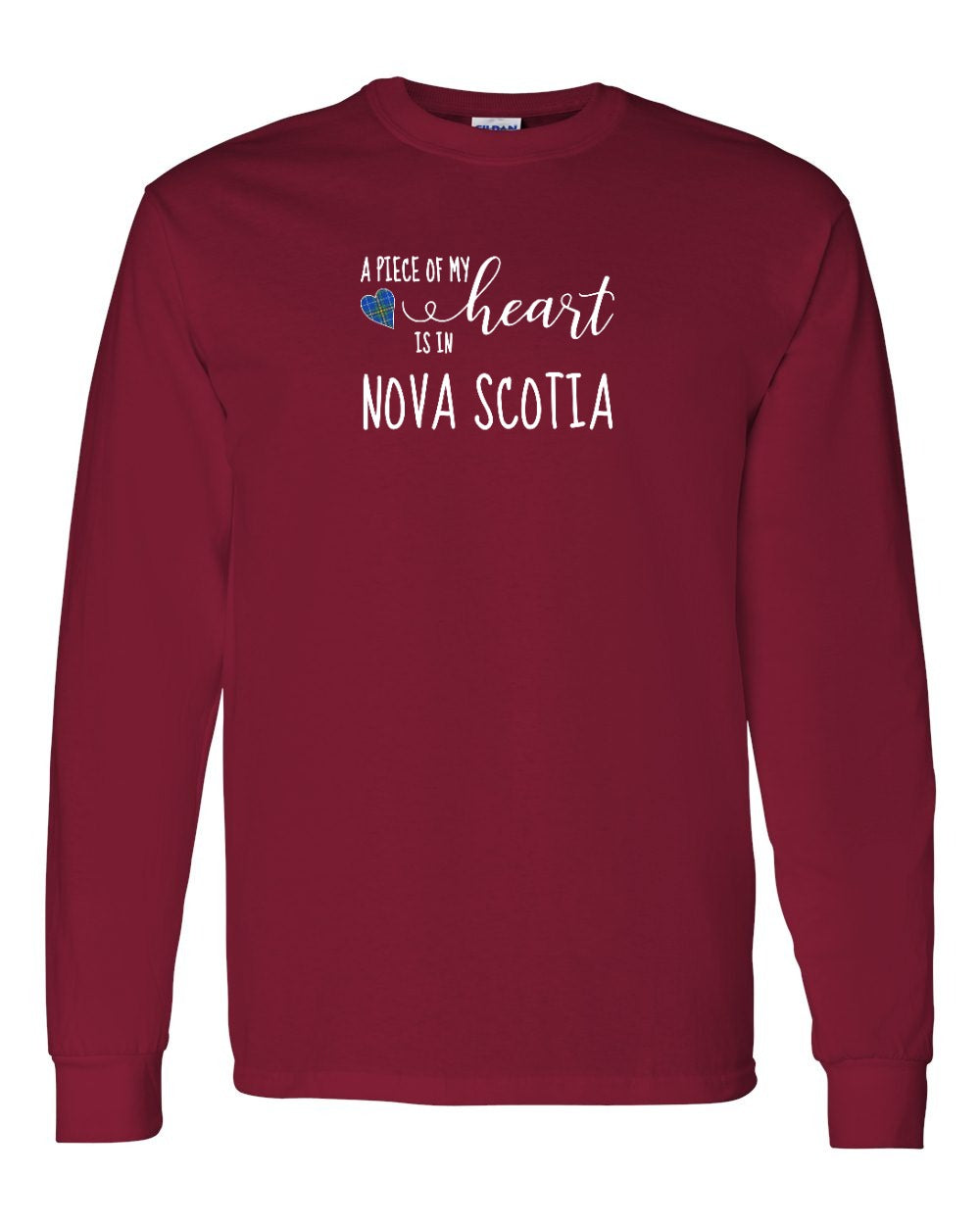 A piece of My heart in Nova Scotia (Tartan Heart) Full Long Sleeve Tee