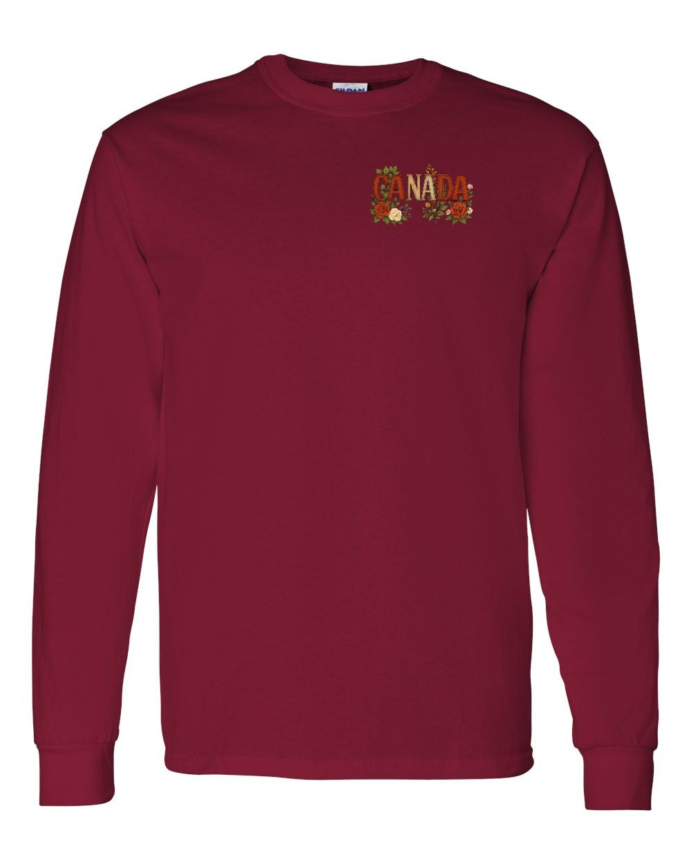 Canada Flowers Left Chest and Back Long Sleeve