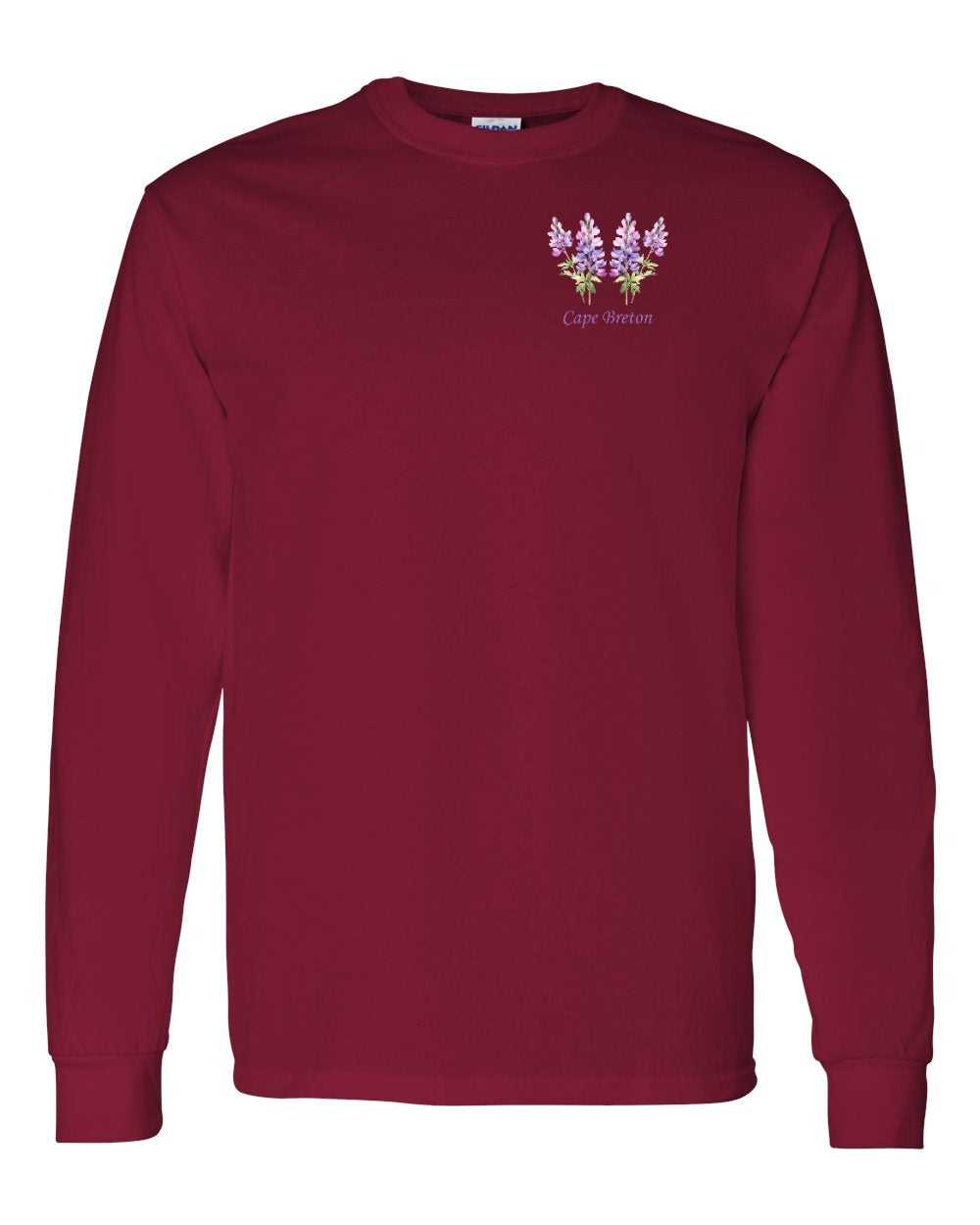 Cape Breton Lupin Left Chest and Back Long Sleeve Tee