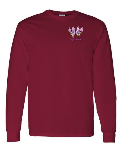 Cape Breton Lupin Left Chest and Back Long Sleeve Tee