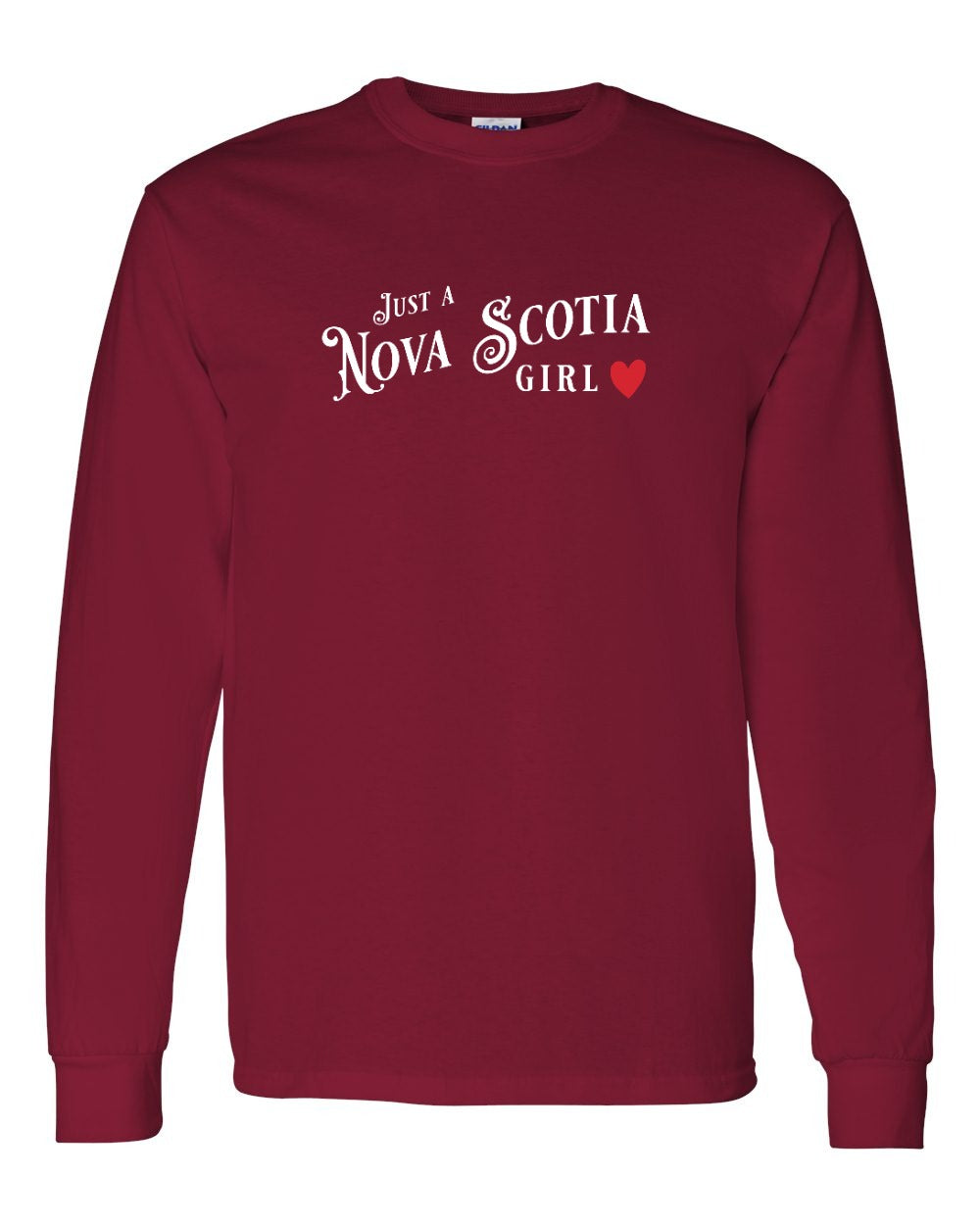 Just a Nova Scotia Girl Red Heart Full Long Sleeve Tee