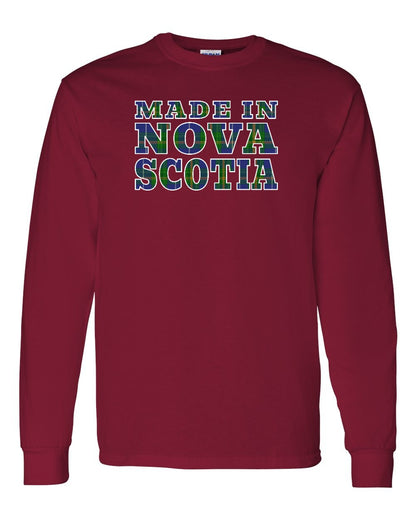 Made In Nova Scotia ( Tartan Lettering) Full Long Sleeve Tee