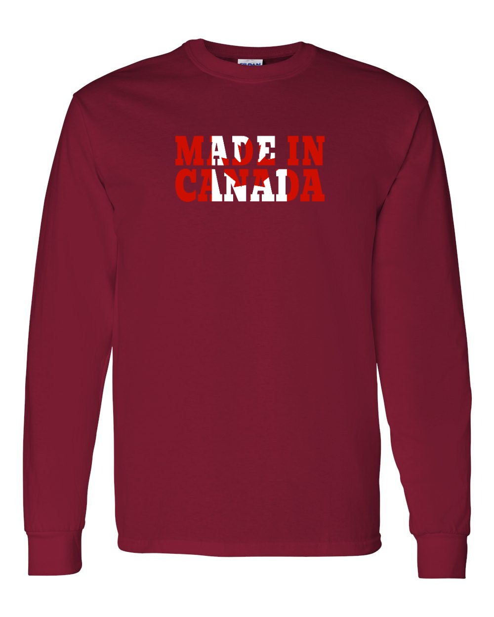 Made in Canada Flag Background Long Sleeve - Gildan Canada (sewn Internationally) - Unisex