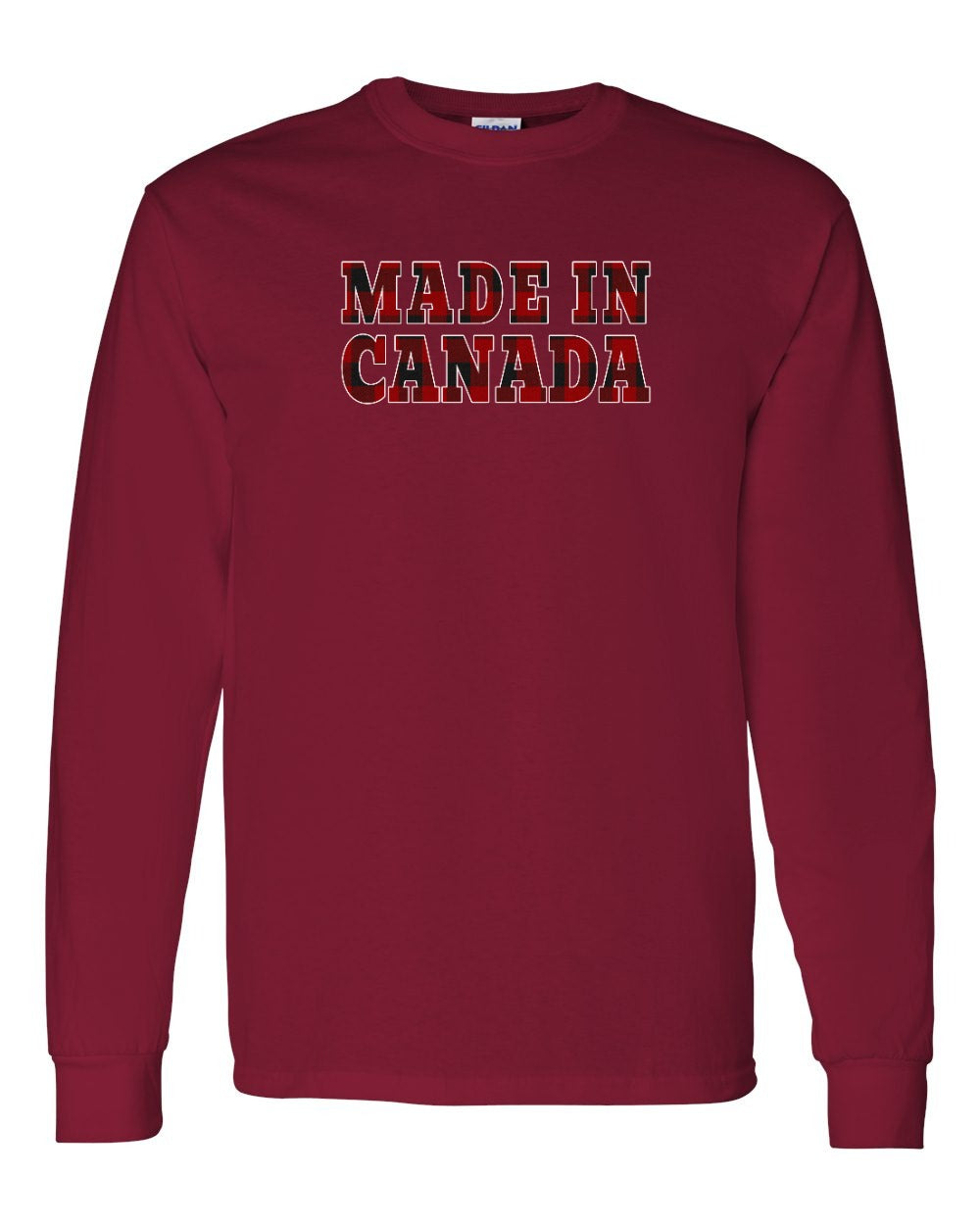 Made in Canada Plaid Background Full Long Sleeve