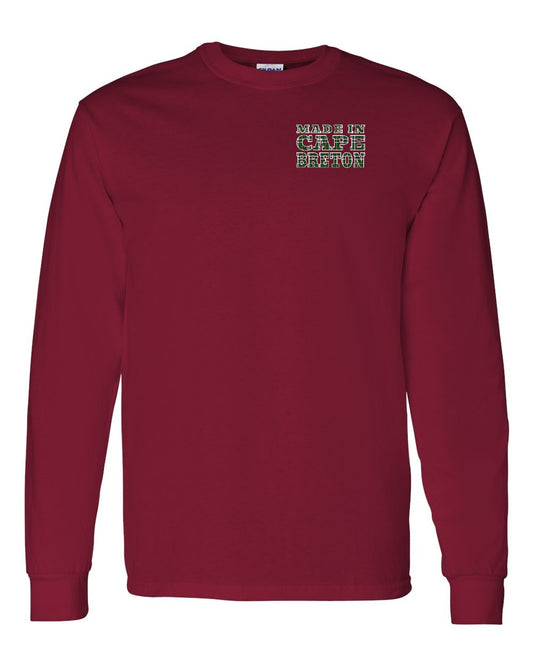 Made In Cape Breton Tartan Left Chest and Back Long Sleeve Tee
