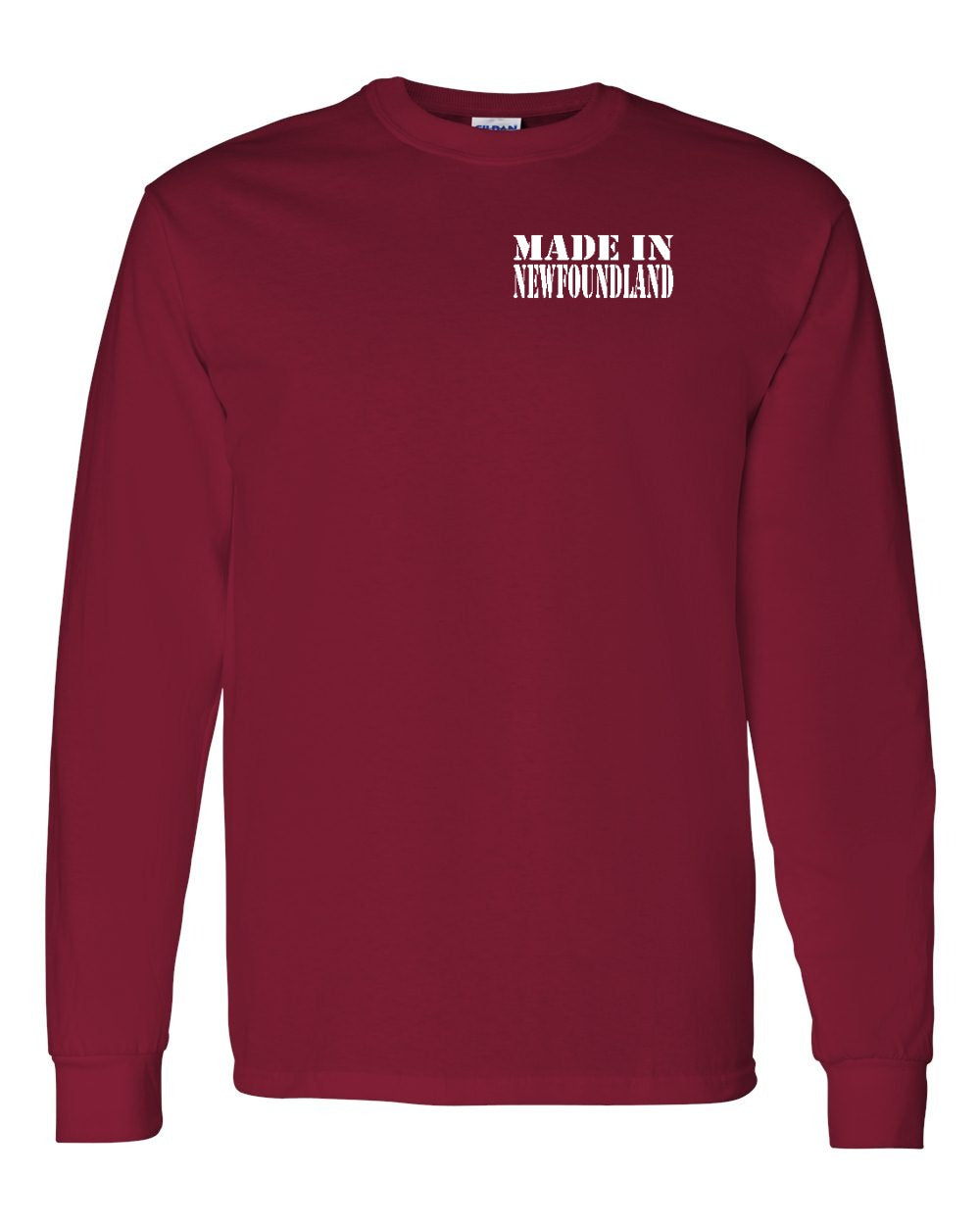 Made In NFLD ( White Lettering) Left Chest Long Sleeve - Unisex
