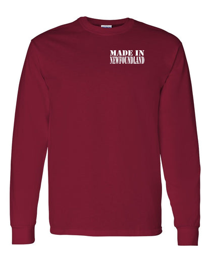 Made In Newfoundland ( White Lettering) Left Chest Long Sleeve