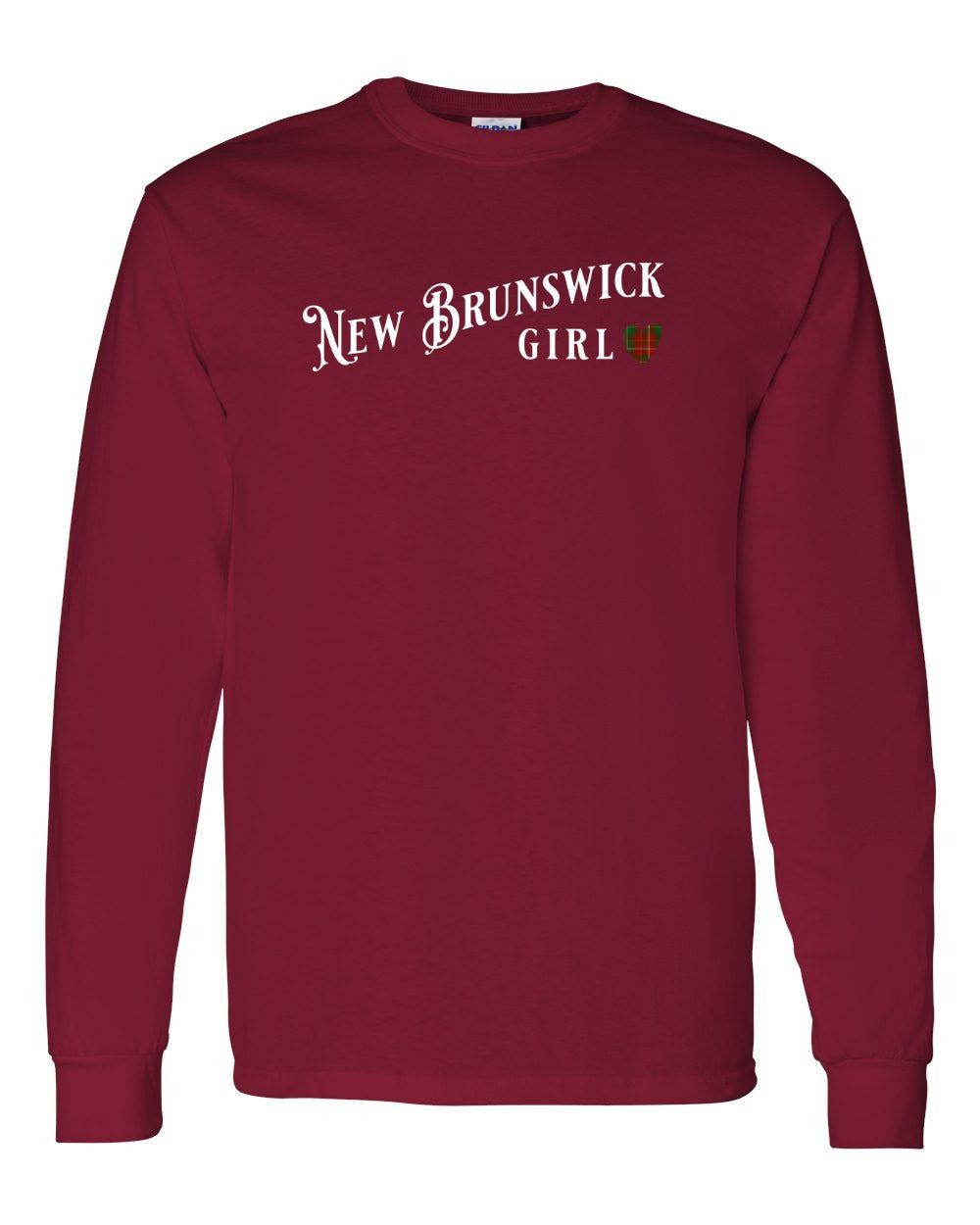 New Brunswick Girl Tartan heart Full Long Sleeve Tee