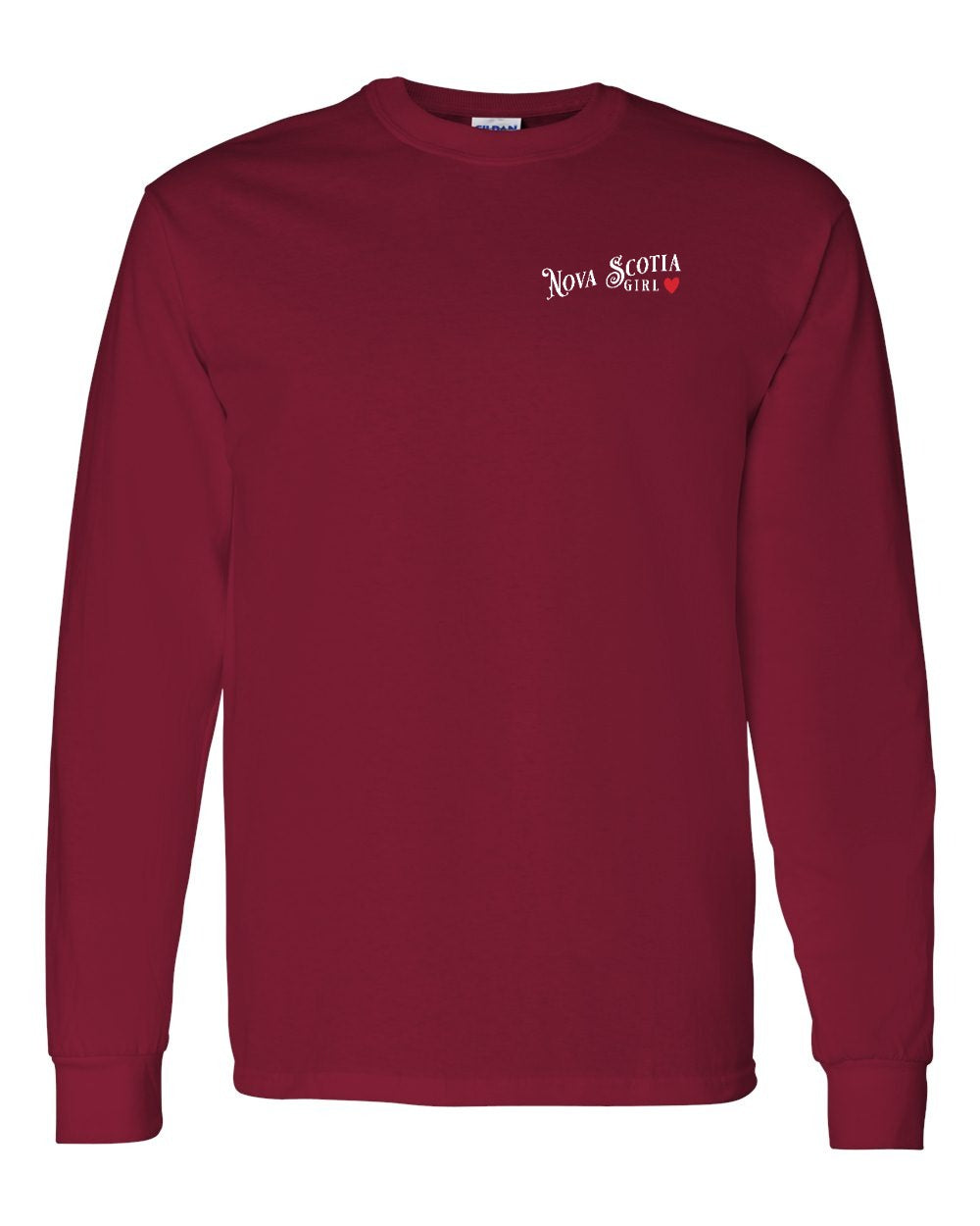 Nova Scotia Girl Red Heart Left Chest Long Sleeve Tee