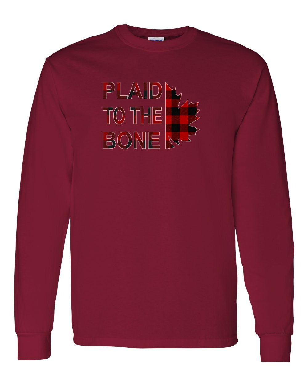 Plaid to the Bone Stacked Leaf Long Sleeve - Gildan Canada (sewn Internationally) - Unisex