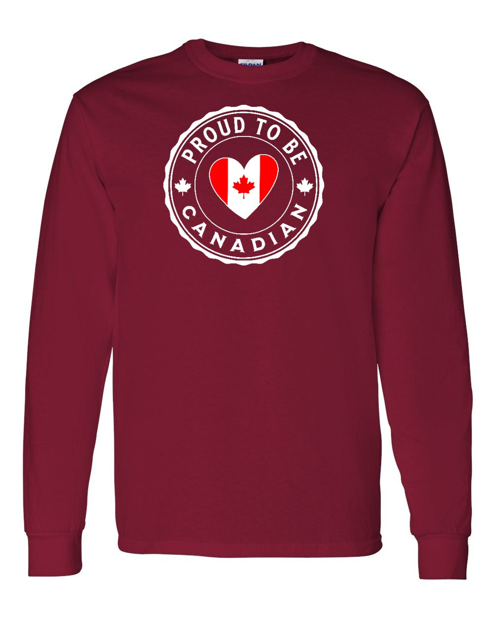 Proud to be Canadian Heart Flag Long Sleeve - Gildan Canada (sewn Internationally) - Unisex