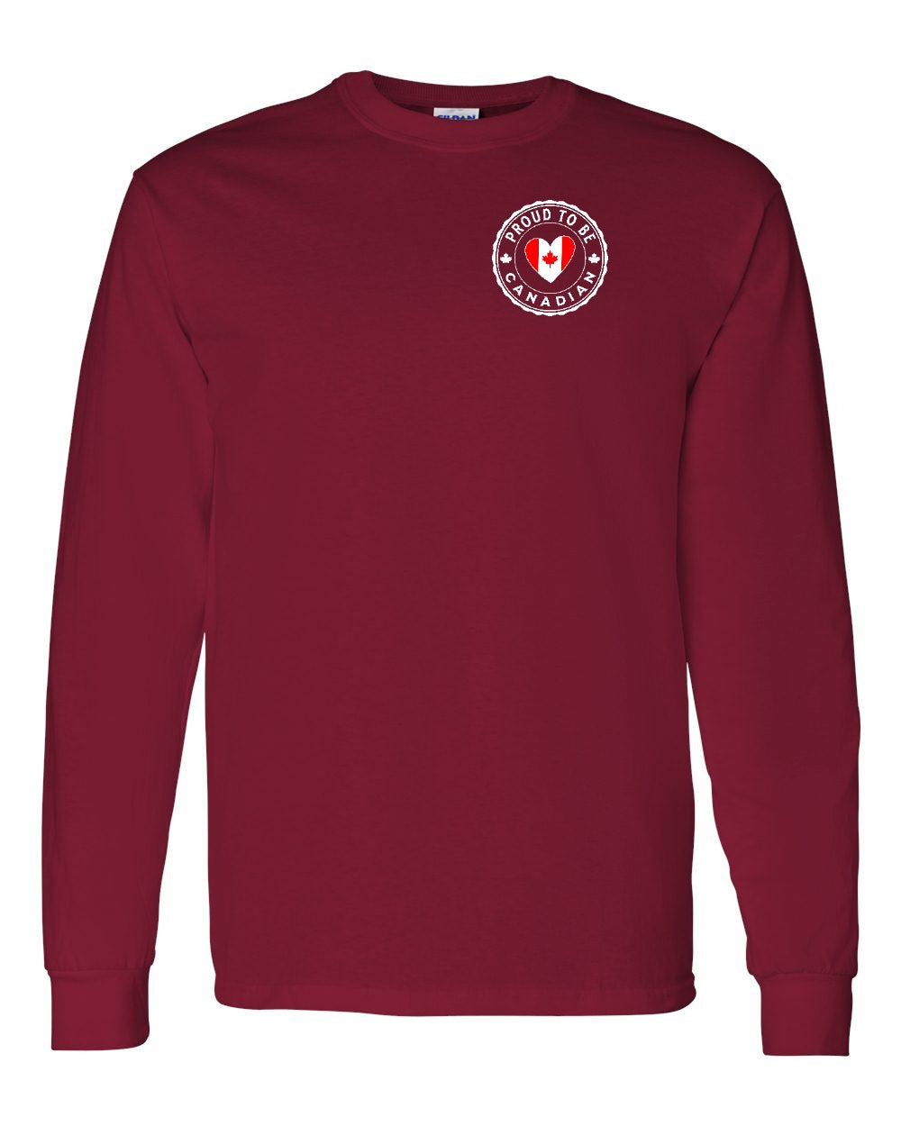Proud to be Canadian Heart Flag Left Chest and Back Long Sleeve