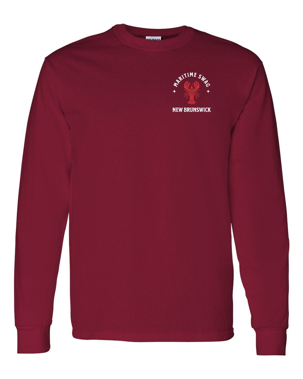 Maritime Swag New Brunswick Mandala Red Lobster Left Chest and Back Long Sleeve Tee