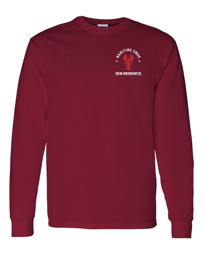 Maritime Swag New Brunswick Mandala Red Lobster Left Chest and Back Long Sleeve Tee