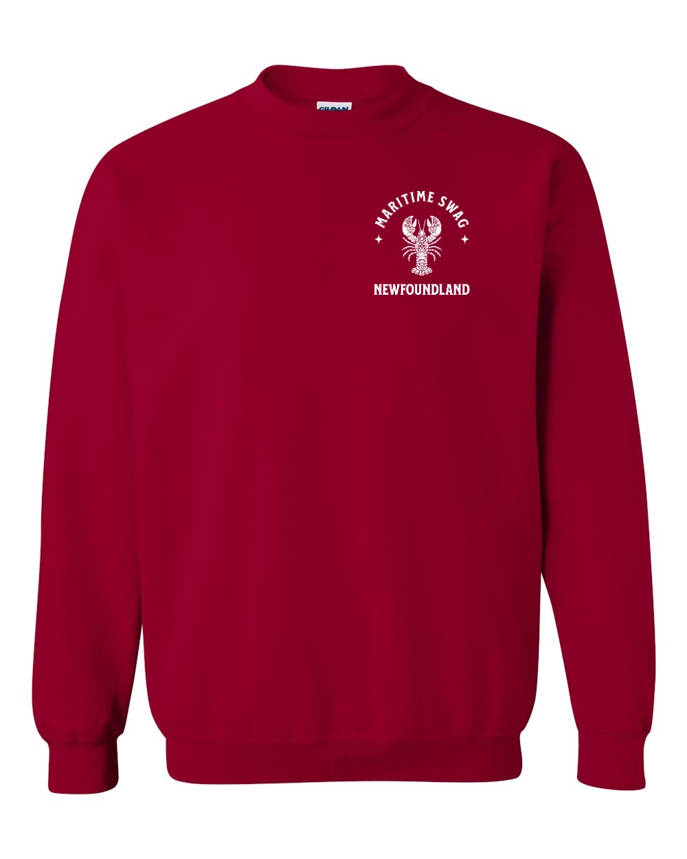 Maritime Swag NFLD Mandala white Lobster Left Chest Crewneck Sweatshirt - Unisex
