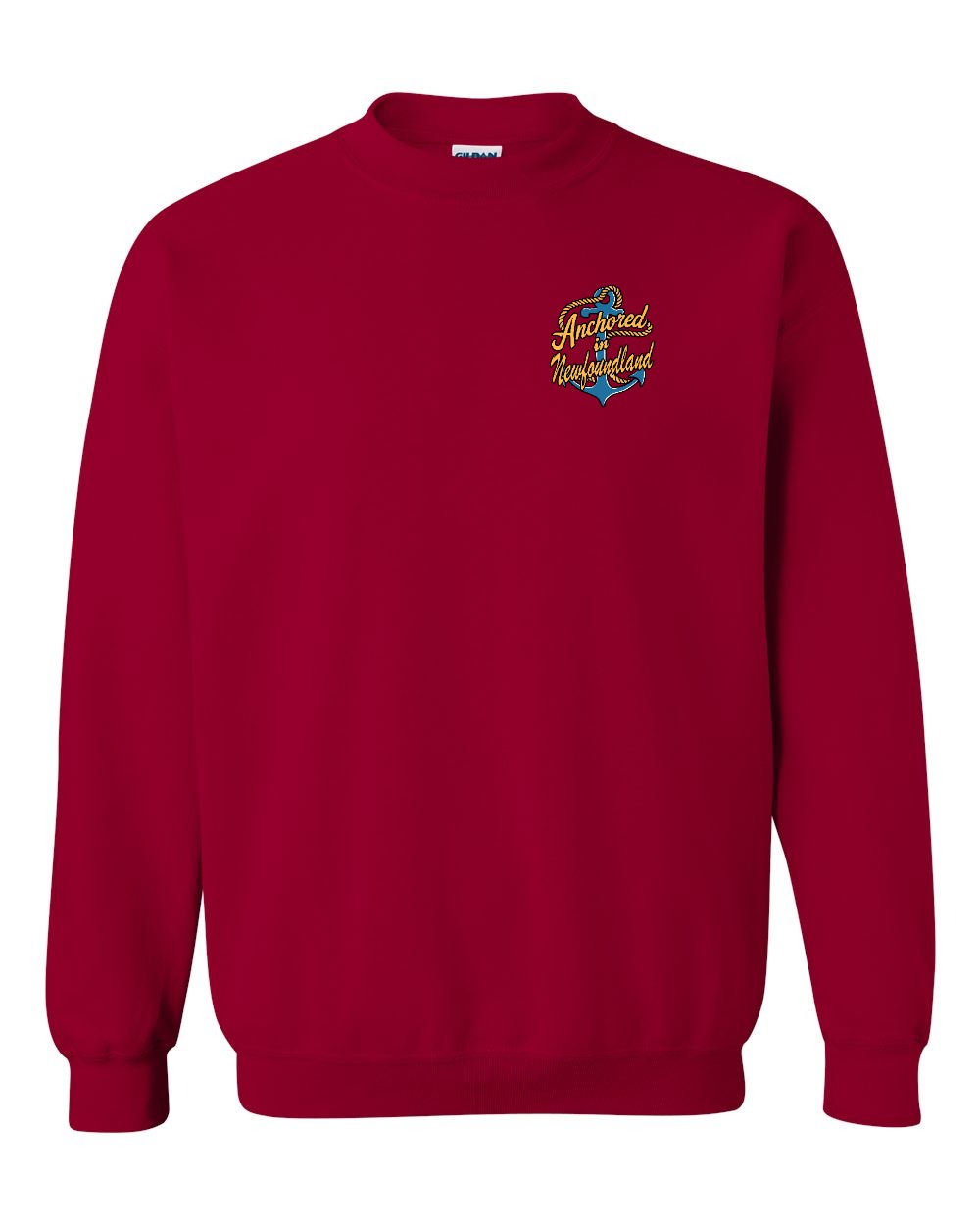 Anchored in NFLD (New Design) Left Chest and Back Crewneck Sweatshirt - Unisex