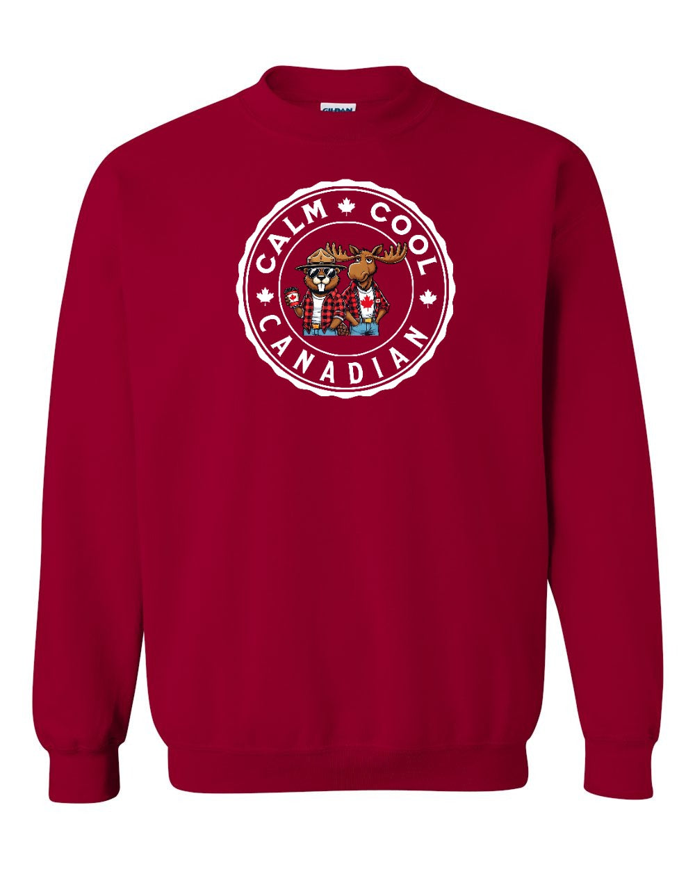 Calm Cool Moose and Beaver Crewneck Sweatshirt - Gildan Canada (sewn Internationally) - Unisex