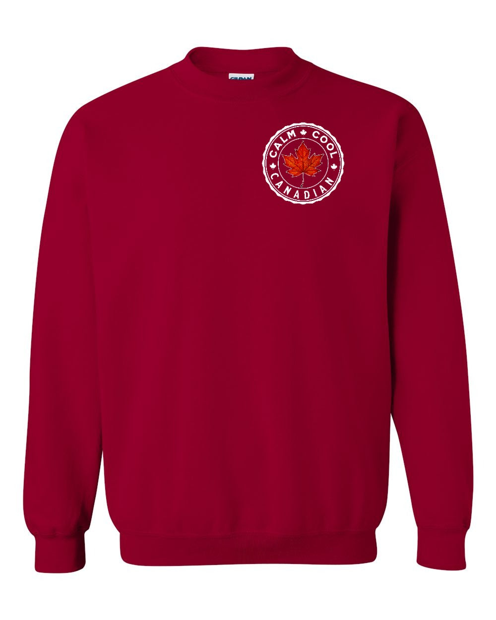 Calm Cool Canadian Leaf Left Chest Crewneck Sweatshirt - Gildan Canada (sewn Internationally) - Unisex