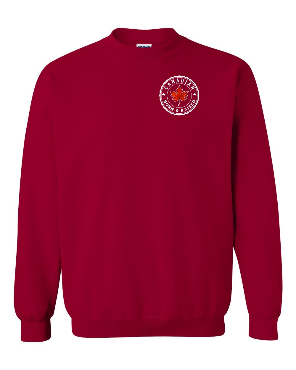 Canadian Born & Rasied Left Chest Crewneck Sweatshirt - Gildan Canada (sewn Internationally) - Unisex