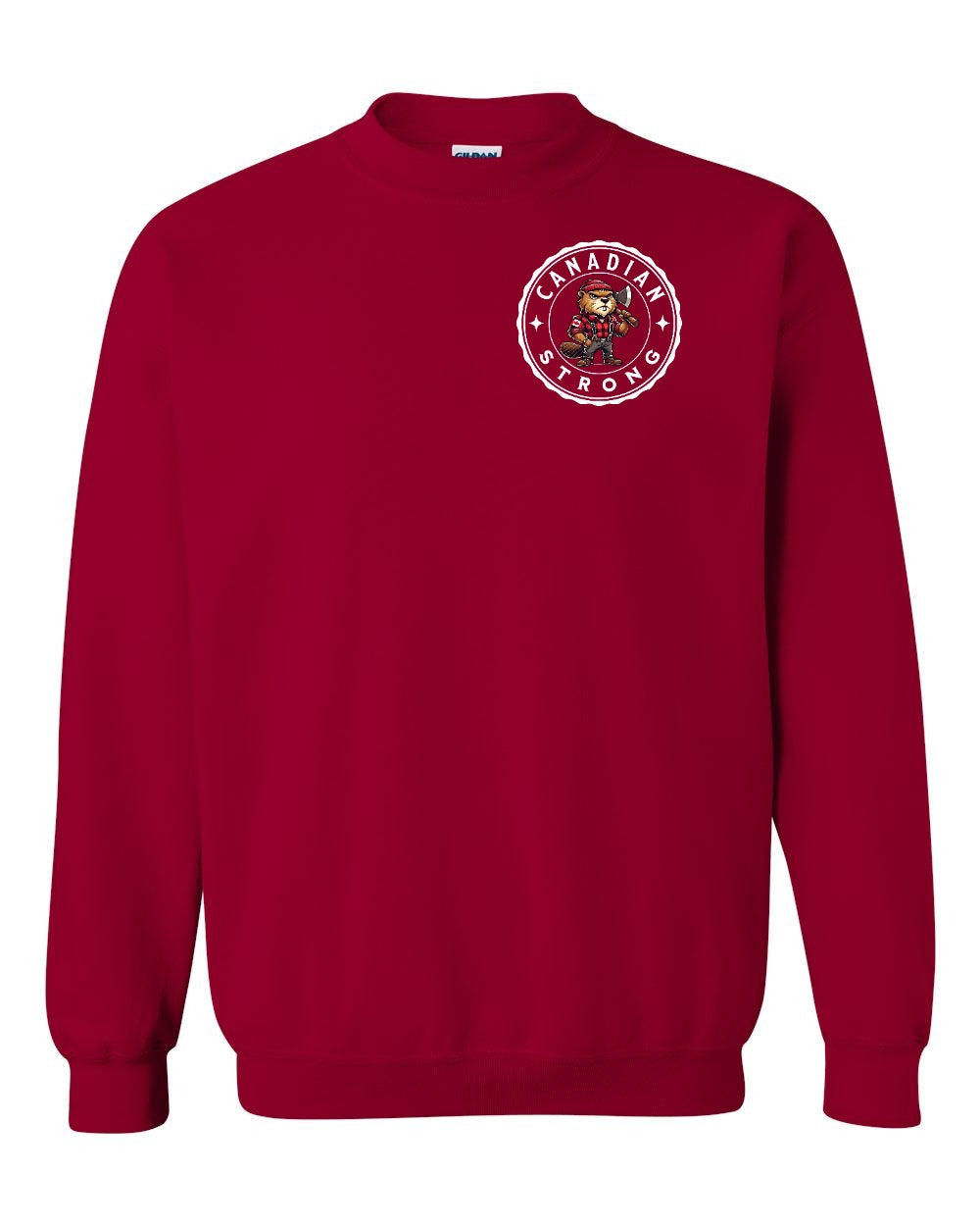 Canadian Strong Beaver Left Chest Crewneck Sweatshirt - Gildan Canada (sewn Internationally) - Unisex